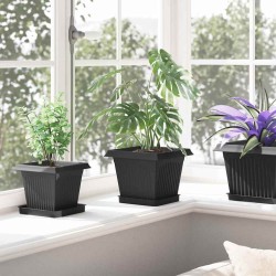 Pot de Fleurs Carré 6 pcs Noir 20 x 20 x 16 cm Plastique 511744511744