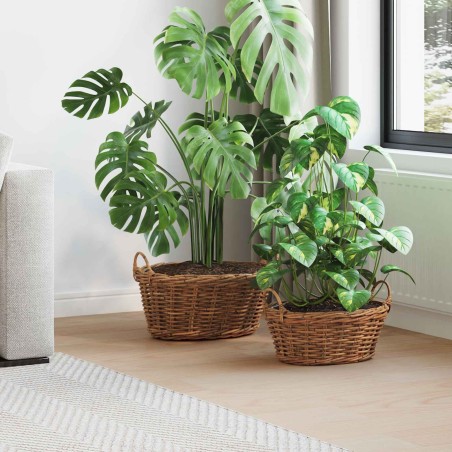 Panier de Plante avec stockage 2 pcs Marron Rattan Lacak 511756511756