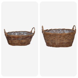 Panier de Plante avec stockage 2 pcs Marron Rattan Lacak 511756511756
