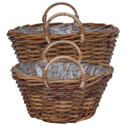 Panier de Plante avec stockage 2 pcs Marron Rattan Lacak 511756511756