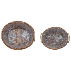 Panier de Plante avec stockage 2 pcs Marron Rattan Lacak 511756511756