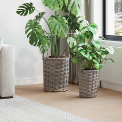 Panier de Plante avec stockage 2 pcs Gris Rattan Kubu 511757511757