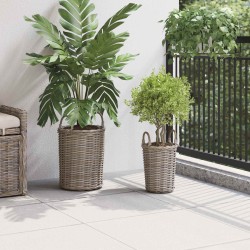 Panier de Plante avec stockage 2 pcs Gris Rattan Kubu 511757511757
