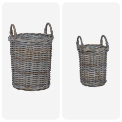 Panier de Plante avec stockage 2 pcs Gris Rattan Kubu 511757511757