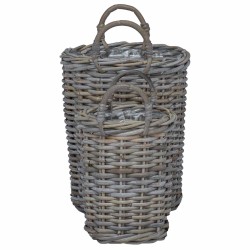 Panier de Plante avec stockage 2 pcs Gris Rattan Kubu 511757511757