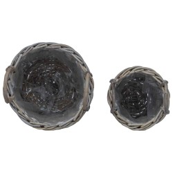 Panier de Plante avec stockage 2 pcs Gris Rattan Kubu 511757511757