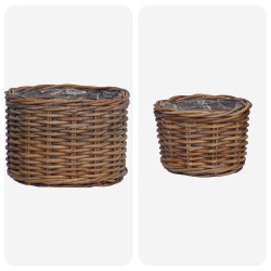 Panier à plantes avec stockage 2 pcs Marron Rattan Kubu 511758511758