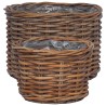 Panier à plantes avec stockage 2 pcs Marron Rattan Kubu 511758511758