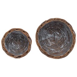 Panier à plantes avec stockage 2 pcs Marron Rattan Kubu 511758511758