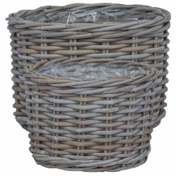 Panier à plantes avec stockage 2 pcs Gris Rattan Kubu 511759511759