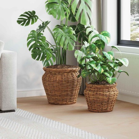 Panier de Plante avec stockage 2 pcs Marron Rattan Lacak 511760511760