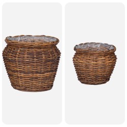 Panier de Plante avec stockage 2 pcs Marron Rattan Lacak 511760511760