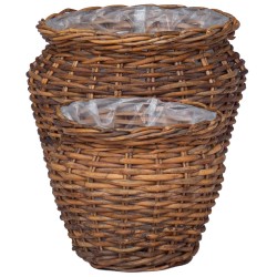 Panier de Plante avec stockage 2 pcs Marron Rattan Lacak 511760511760