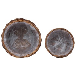 Panier de Plante avec stockage 2 pcs Marron Rattan Lacak 511760511760