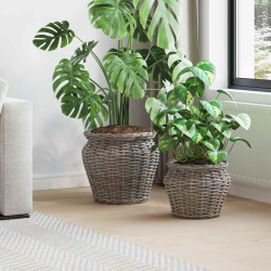 Panier de Plante avec stockage 2 pcs Gris Rattan Lacak 511761511761