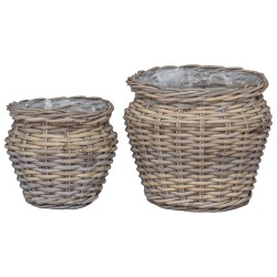 Panier de Plante avec stockage 2 pcs Gris Rattan Lacak 511761511761