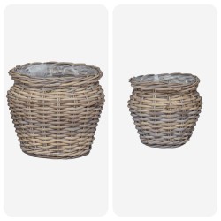 Panier de Plante avec stockage 2 pcs Gris Rattan Lacak 511761511761