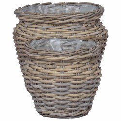 Panier de Plante avec stockage 2 pcs Gris Rattan Lacak 511761511761
