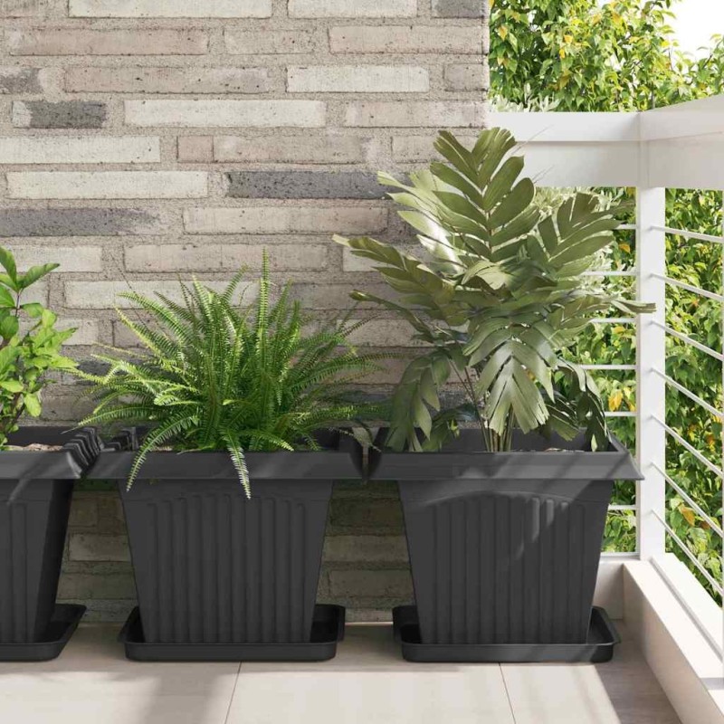 Pot de Fleurs Carré 24 pcs Noir 43 x 43 x 33,5 cm Plastique 511772511772