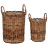 Panier de Plante avec stockage 2 pcs Marron Rattan Kubu 511775511775