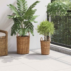 Panier de Plante avec stockage 2 pcs Marron Rattan Kubu 511775511775