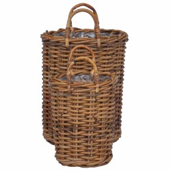 Panier de Plante avec stockage 2 pcs Marron Rattan Kubu 511775511775