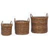 Panier à plantes avec stockage 3 pcs Marron Rattan Kubu 511776511776