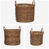 Panier à plantes avec stockage 3 pcs Marron Rattan Kubu 511776511776