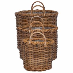 Panier à plantes avec stockage 3 pcs Marron Rattan Kubu 511776511776