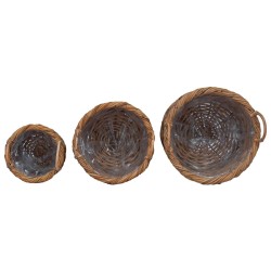 Panier à plantes avec stockage 3 pcs Marron Rattan Kubu 511776511776