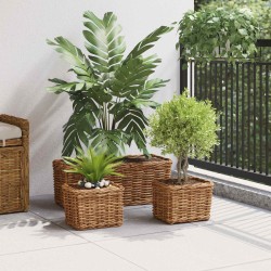 Panier de plantation avec stockage 3 pcs Marron Rattan Kubu 511778511778