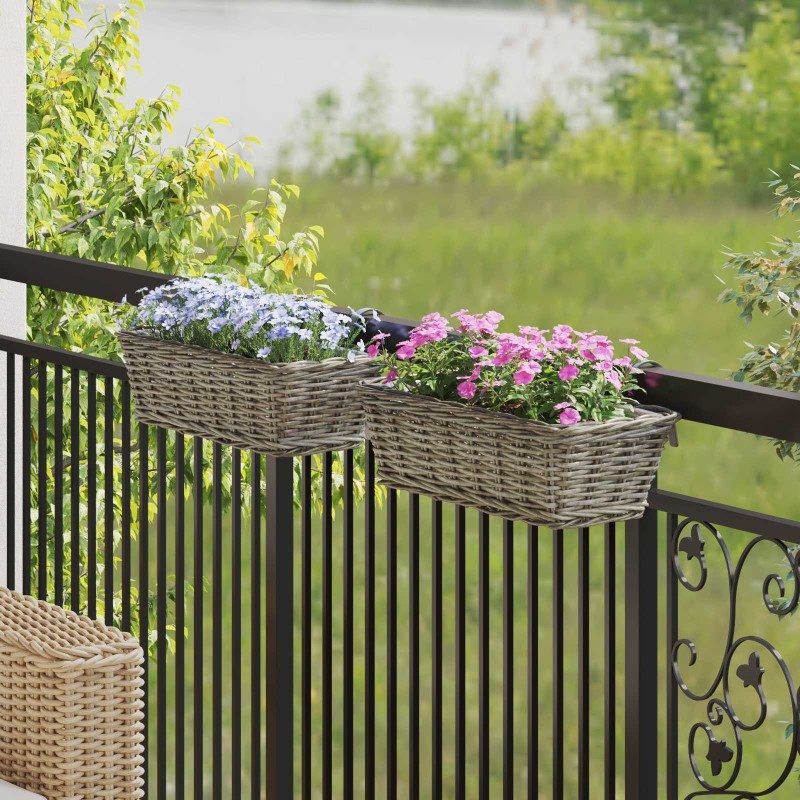 Panier à jardinière suspendu 2 pcs Gris 48 x 22 x 15 cm 511784511784