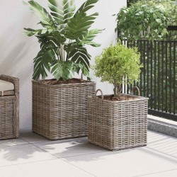Panier de Plante avec stockage 2 pcs Gris Rattan Lacak 511786511786