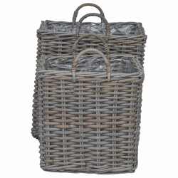 Panier de Plante avec stockage 2 pcs Gris Rattan Lacak 511786511786