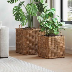 Panier de Plante avec stockage 2 pcs Marron Rattan Lacak 511787511787