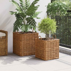 Panier de Plante avec stockage 2 pcs Marron Rattan Lacak 511787511787