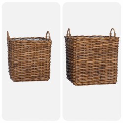Panier de Plante avec stockage 2 pcs Marron Rattan Lacak 511787511787
