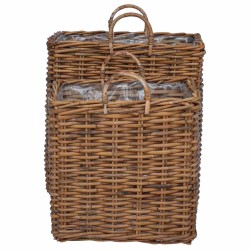 Panier de Plante avec stockage 2 pcs Marron Rattan Lacak 511787511787