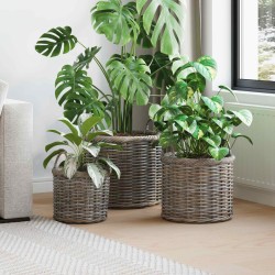 Panier à plantes avec stockage 3 pcs Gris Kubu Rattan Kubu 511790511790