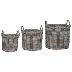 Panier à plantes avec stockage 3 pcs Gris Kubu Rattan Kubu 511790511790