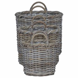 Panier à plantes avec stockage 3 pcs Gris Kubu Rattan Kubu 511790511790