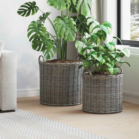 Panier à Plantes avec stockage 2 pcs Gris Rotin Lacak 511794511794