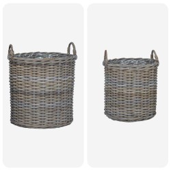 Panier à Plantes avec stockage 2 pcs Gris Rotin Lacak 511794511794
