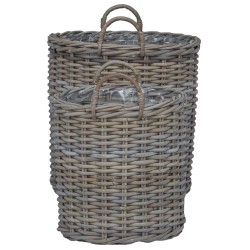 Panier à Plantes avec stockage 2 pcs Gris Rotin Lacak 511794511794