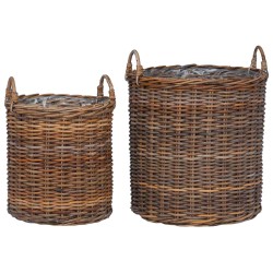 Panier à Plantes avec stockage 2 pcs Marron Rotin Lacak 511795511795