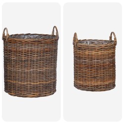 Panier à Plantes avec stockage 2 pcs Marron Rotin Lacak 511795511795