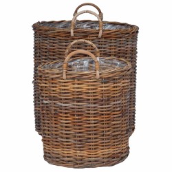 Panier à Plantes avec stockage 2 pcs Marron Rotin Lacak 511795511795