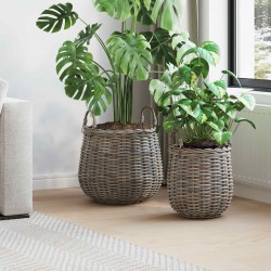 Panier à Plantes avec stockage 2 pcs Gris Rattan Lacak 511796511796