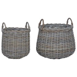 Panier à Plantes avec stockage 2 pcs Gris Rattan Lacak 511796511796