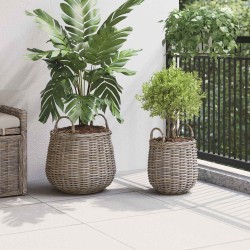 Panier à Plantes avec stockage 2 pcs Gris Rattan Lacak 511796511796